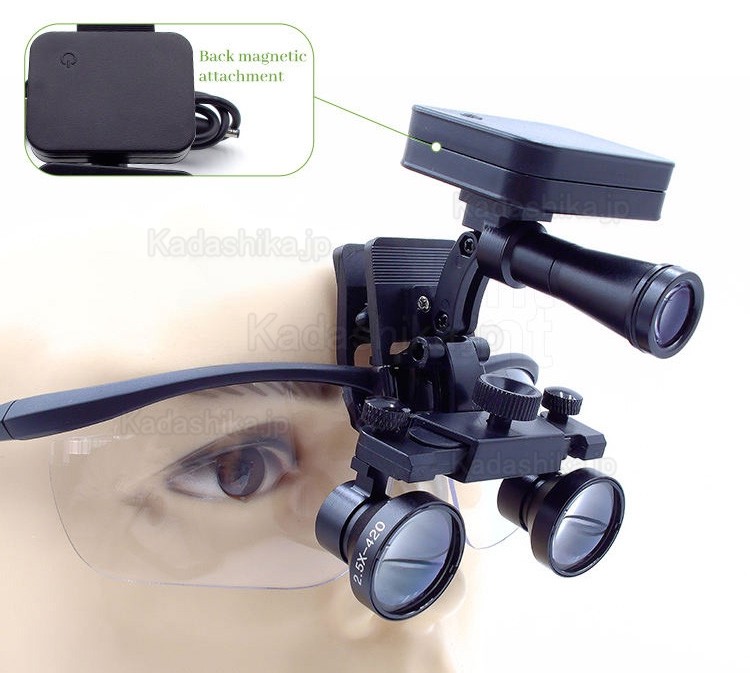 5W 歯科用ワイヤレスクリップオンLEDヘッドライト（マグネット式バッテリー2個付き、60000lux）